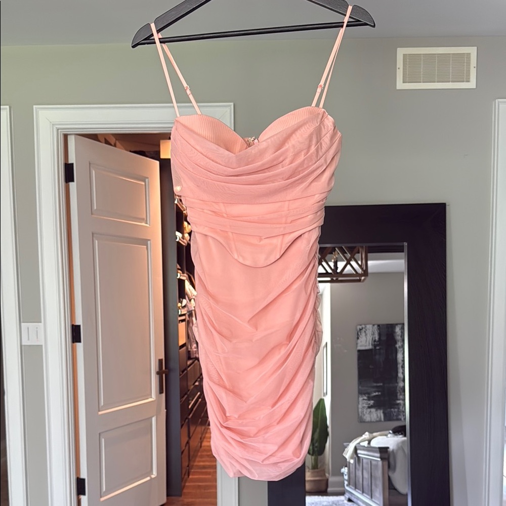 Elegant Pink Ruched Dress
